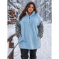 Lucky & Blessed Fuzzy Blue Silver Sparkle Leopard Print Front Zip Jacket