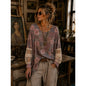Pink Floral Crochet-Sleeve Women's Top