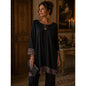 new directions Black Pullover Tunic with Geometric Hem