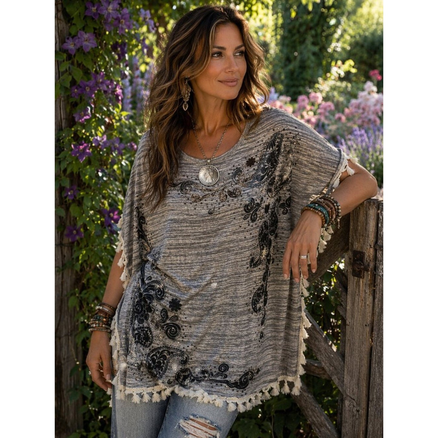 Gray Paisley Women's Top