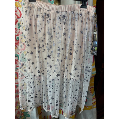 Xhilaration Sheer Star-Embellished Cream Tulle Skirt
