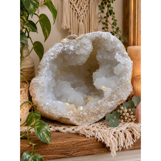 White Crystal Geode Display ROCK