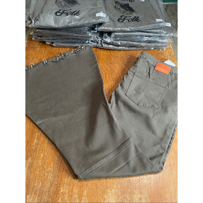 Bulk sale 20 pairs plus size Folk Olive Brown Wide-Leg Jeans with Frayed Hem