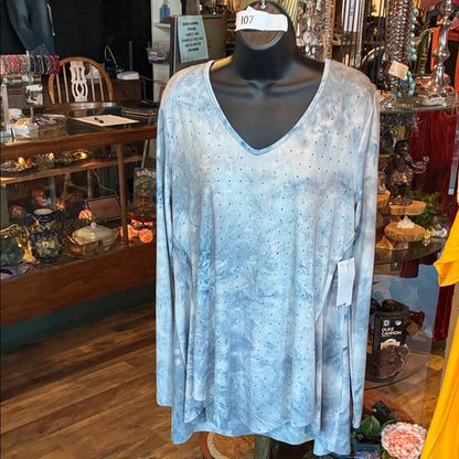 Women's Blue V-Neck Top