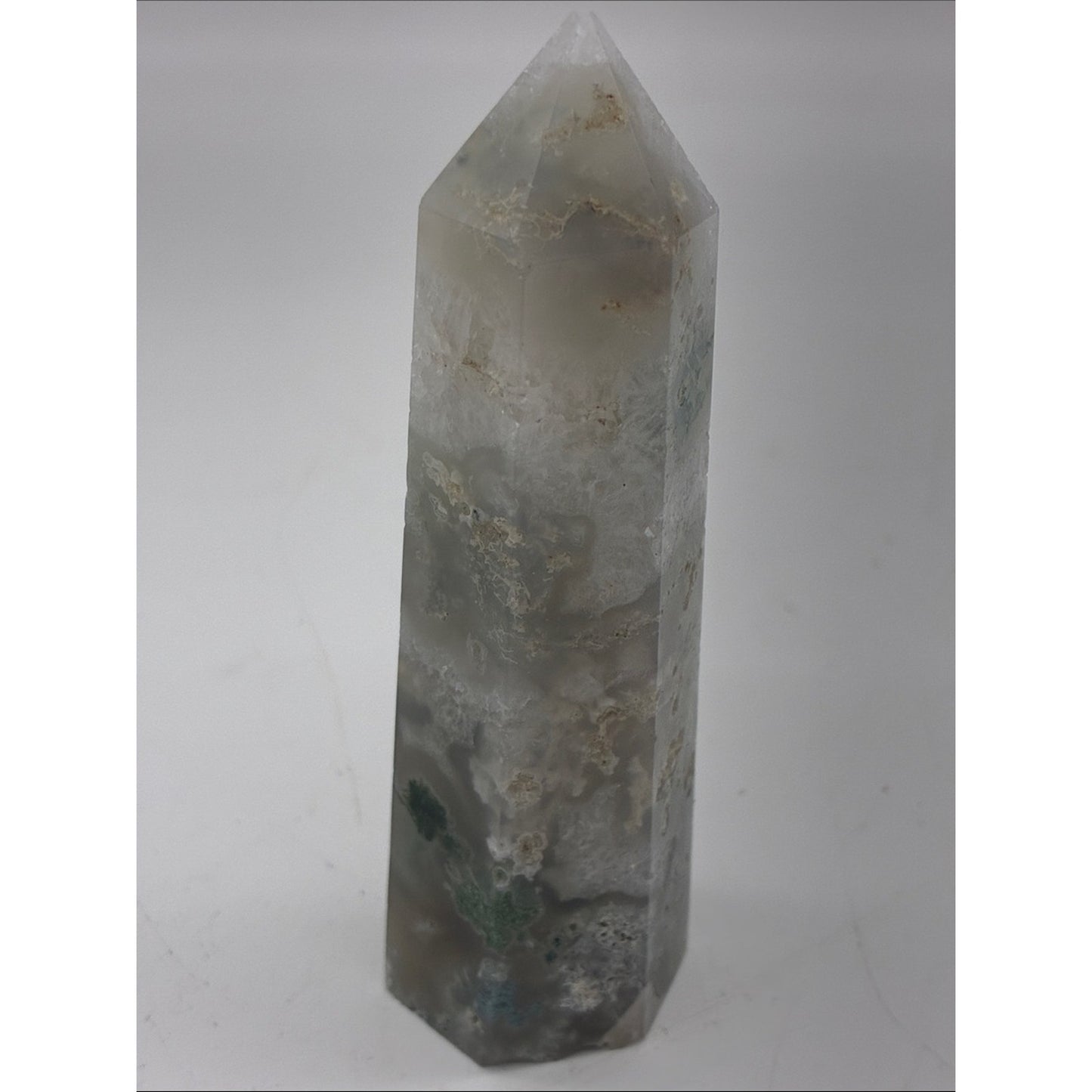 Ocean Jasper Point Tower - Green and White Crystal Rock