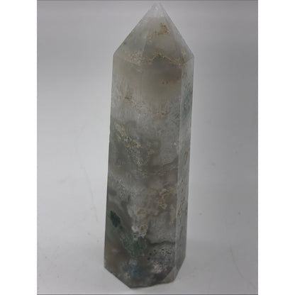 Ocean Jasper Point Tower - Green and White Crystal Rock