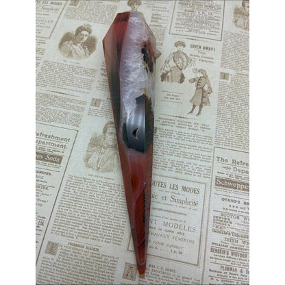Red and Black Agate Point Decorative Home Accent Rock
