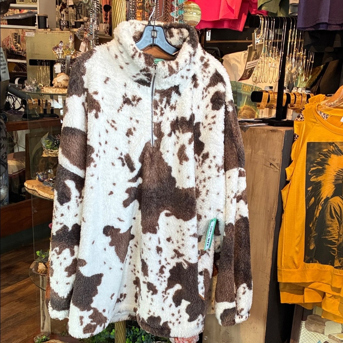 Cozy Cow Print Fleece Jacket