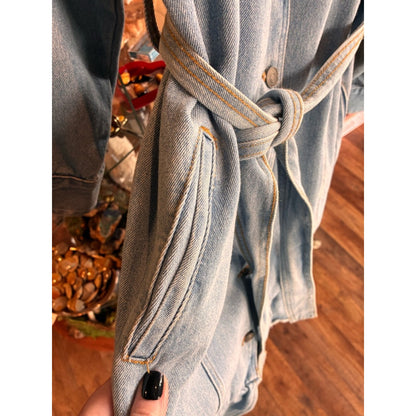 Vocal Light Blue Denim Top with Black Logo Tag