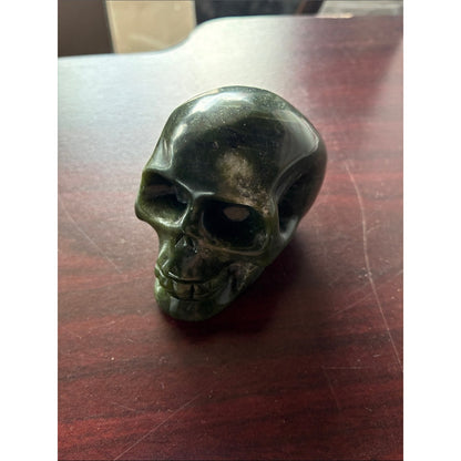 Polished Green Stone Skull Figurine