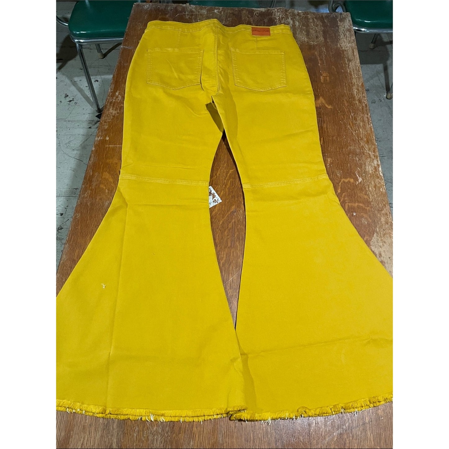 Folk Mustard Yellow Wide Leg Flare Jeans plus size