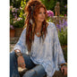 Women's Blue V-Neck Top