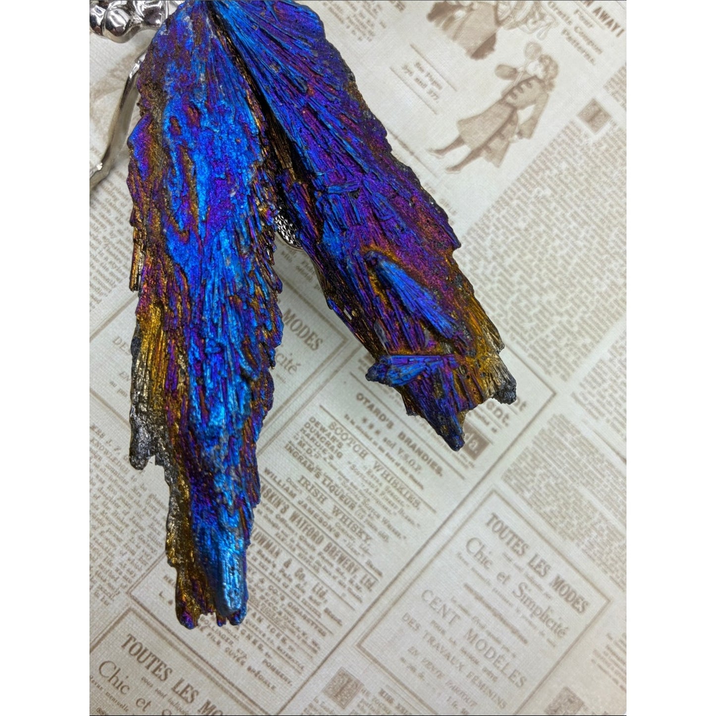Iridescent Blue Purple Gold Titanium Crystal Display Rock