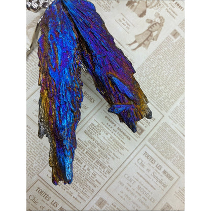 Iridescent Blue Purple Gold Titanium Crystal Display Rock