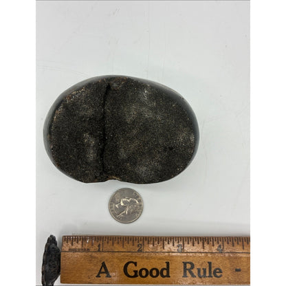 Polished Black and Brown Jasper Palm Stone Rock