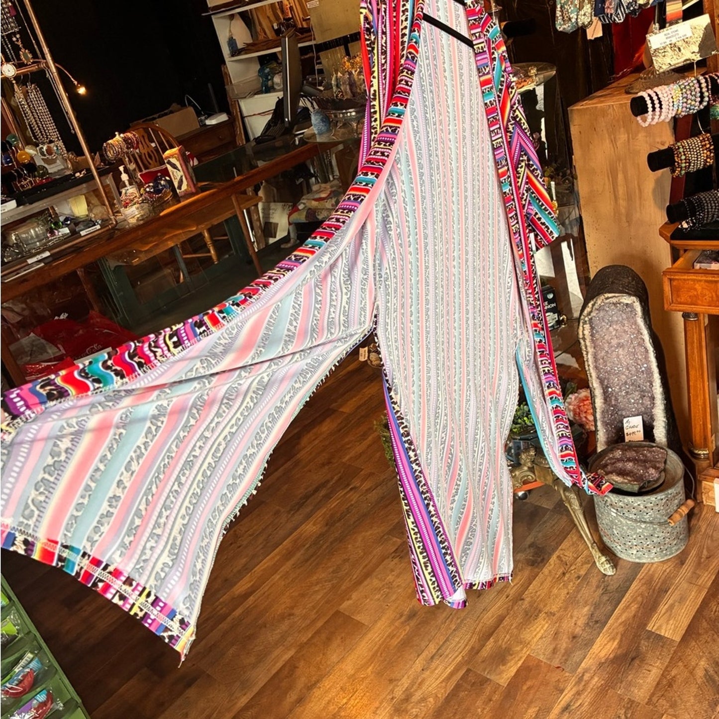 Vibrant Multicolor Striped Duster Kimono