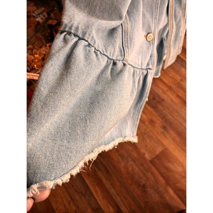 Vocal Light Blue Denim Top with Black Logo Tag
