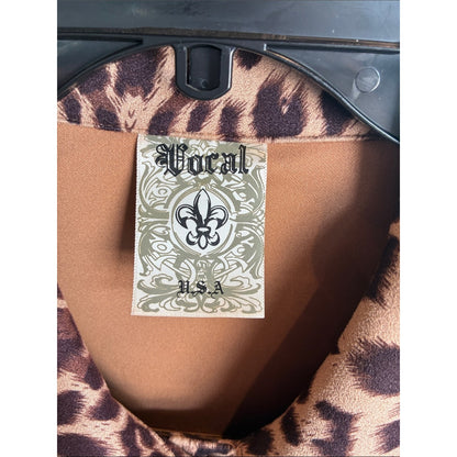Vocal Leopard-Print Button-Up Jacket in Brown