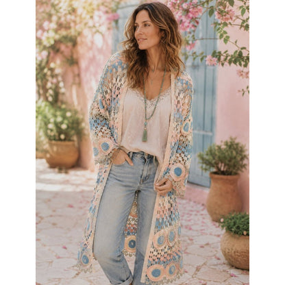 Pastel Crochet Duster Cardigan