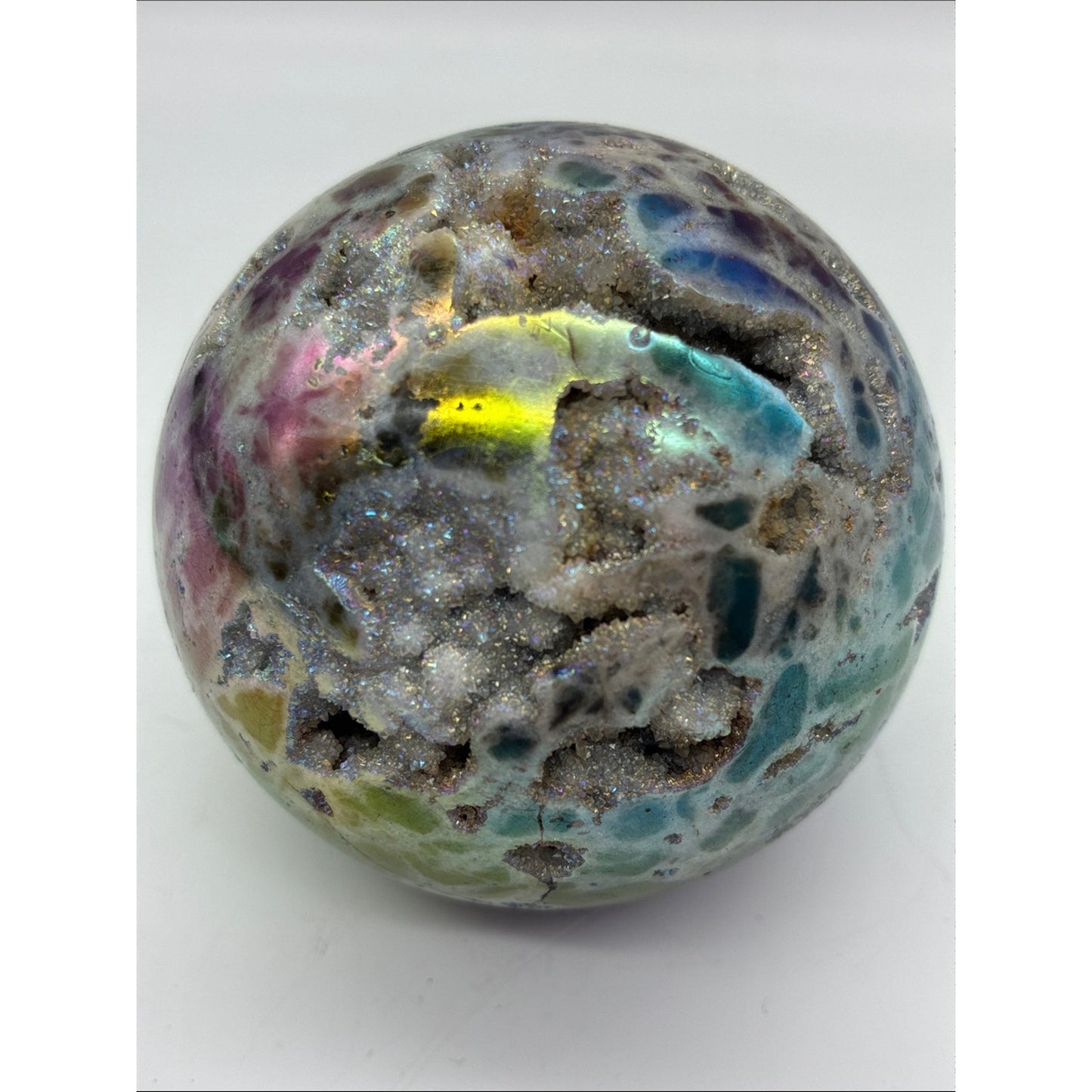 Multicolor Druzy Geode Sphere - Sparkling Pastel Tones Rock