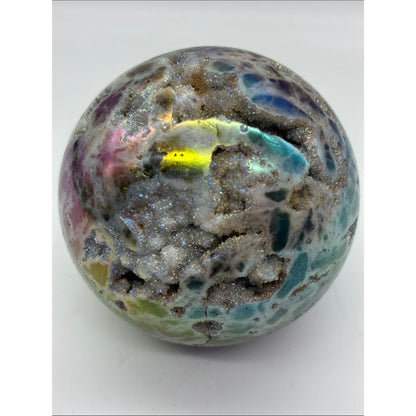 Multicolor Druzy Geode Sphere - Sparkling Pastel Tones Rock