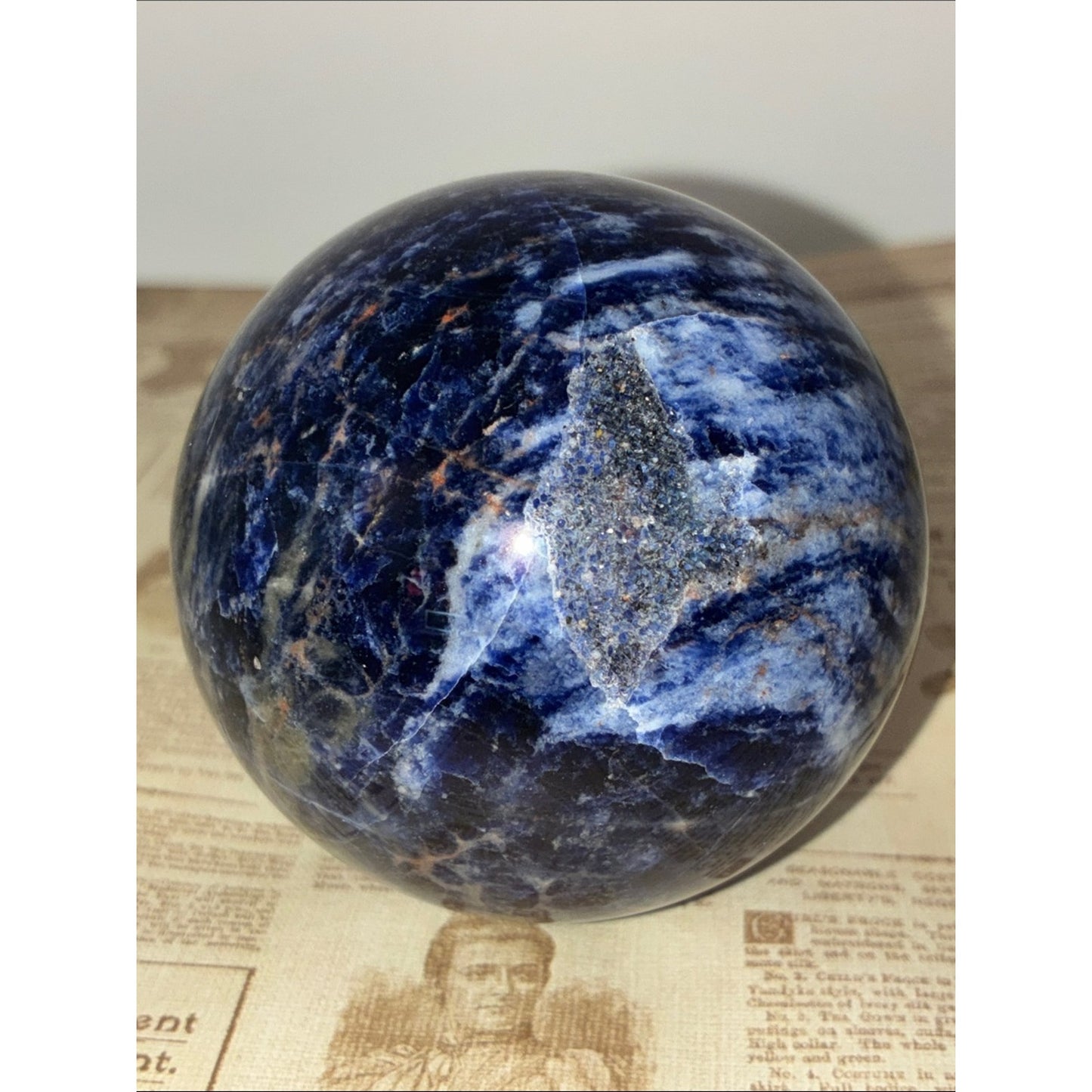 Blue Sodalite Crystal Sphere Rock