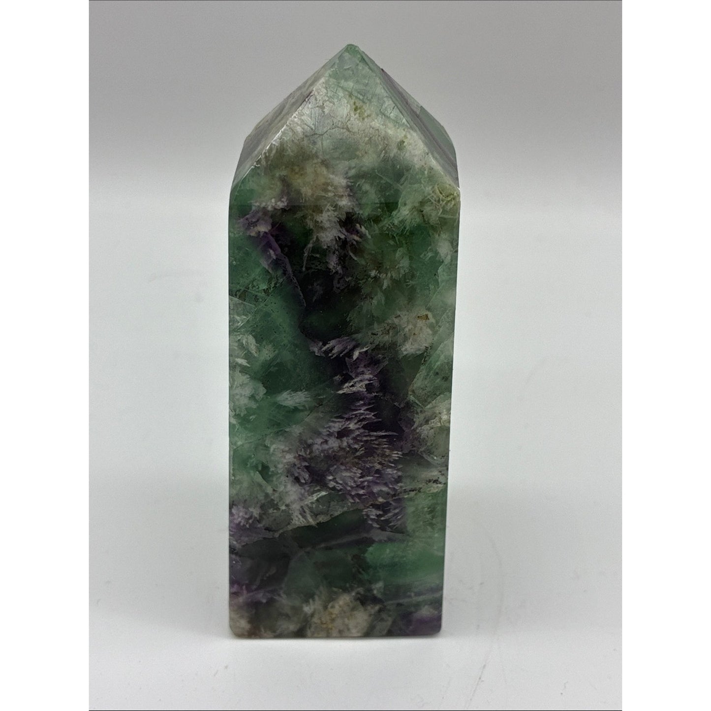 Natural Green Fluorite Crystal Point - Decorative Home Art Rock