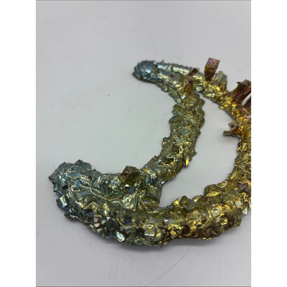 Iridescent Bismuth Crescent Crystal Pair - Gold & Silver Tones Rock