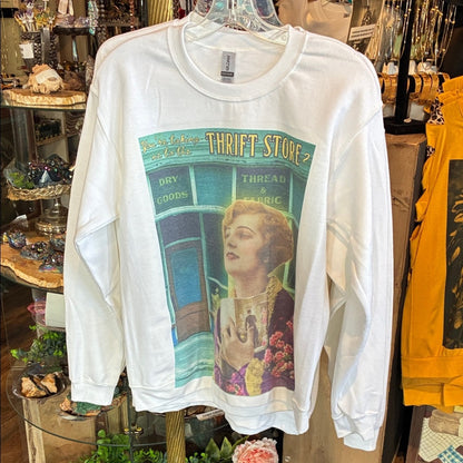 Thrift Store Vintage Graphic White Sweatshirt