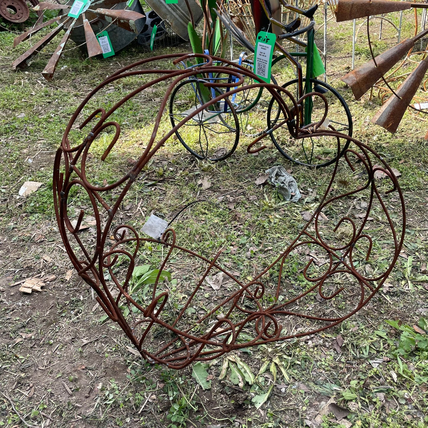 #155, Metal heart planter