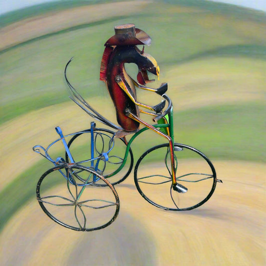 #105, Horse on bike planter