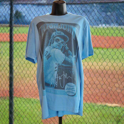Elton John Baseball T-Shirt - Light Blue with Signature