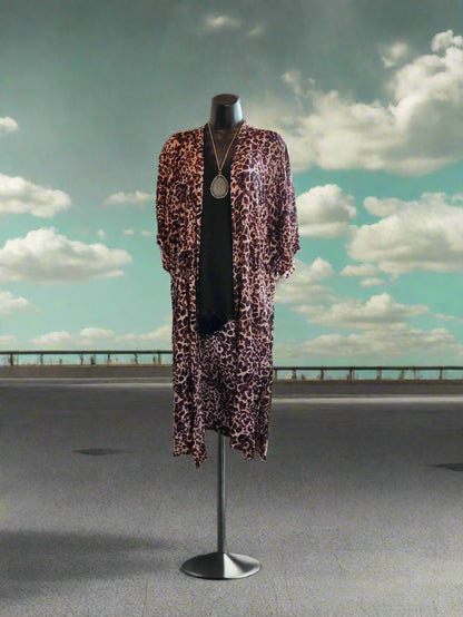 Leopard Print Long Duster Kimono