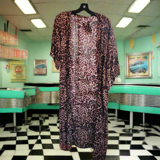Leopard Print Long Duster Kimono