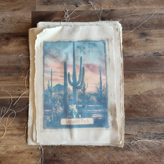 Saguaro Park Canvas Print - Vintage Desert Landscape with Cacti