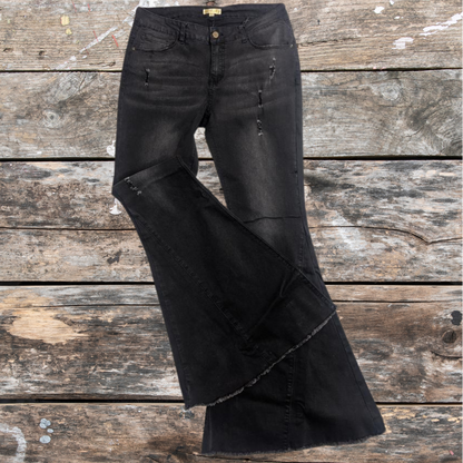 BLACK DENIM FLARE BELLBOTTOMS