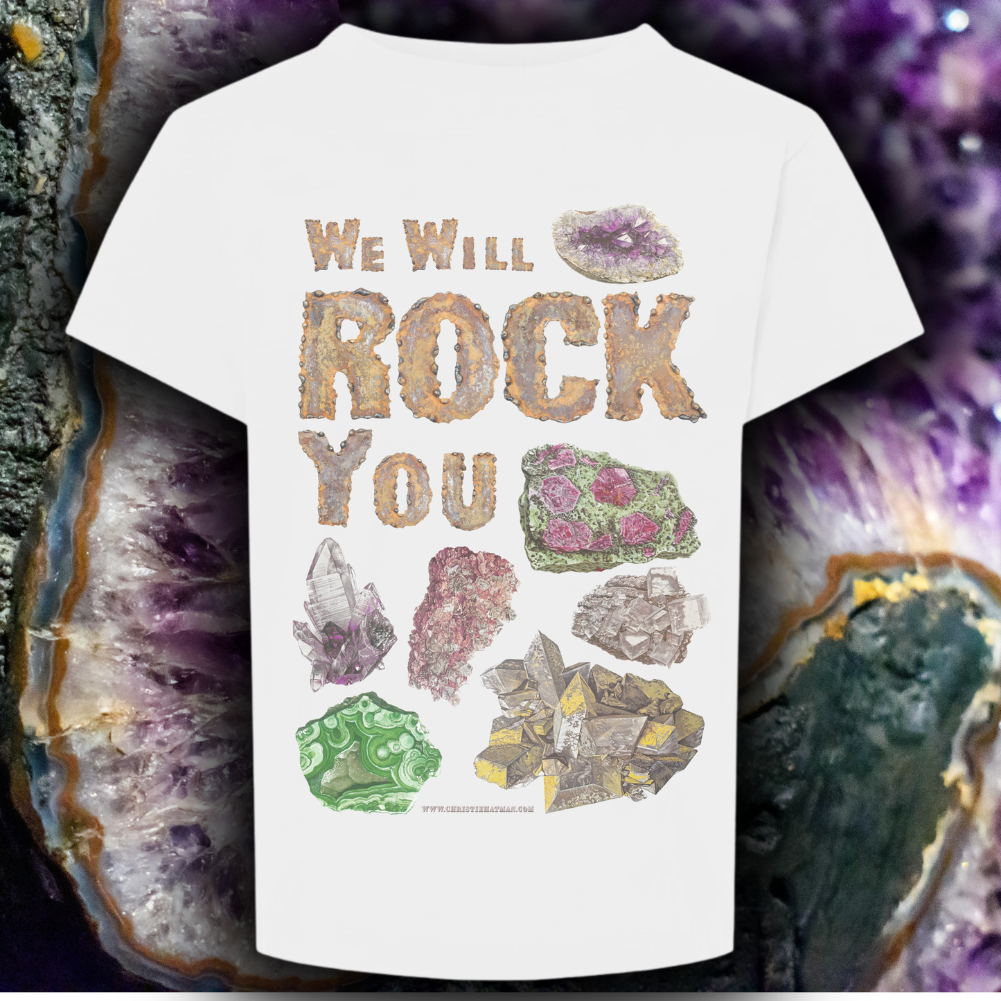WE WILL ROCK YOU TEE T SHIRT Custom Mineral & Rock Sweatshirt Rockhound