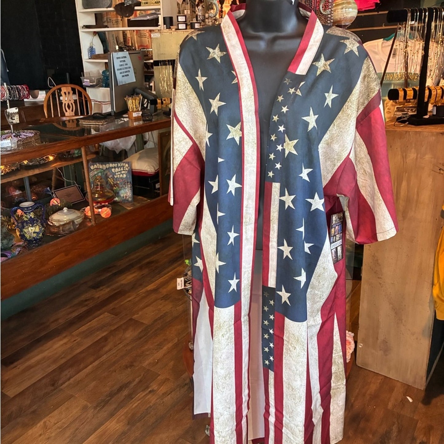 Patriotic Stars and Stripes Kimono Duster USA Jacket America 250!