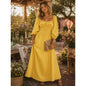 Yellow Smocked Puff Sleeve Maxi Dress