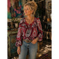 Daisy Fuentes Red Paisley Peasant Blouse