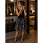 Black & Silver V-Neck Party Dress $19.99
