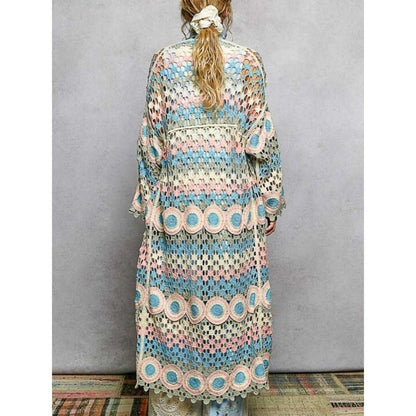 Pastel Crochet Duster Cardigan