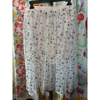 Xhilaration Sheer Star-Embellished Cream Tulle Skirt