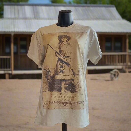 Miss Annie Oakley Vintage T-Shirt - Sure Shot Cabinet Portrait Design