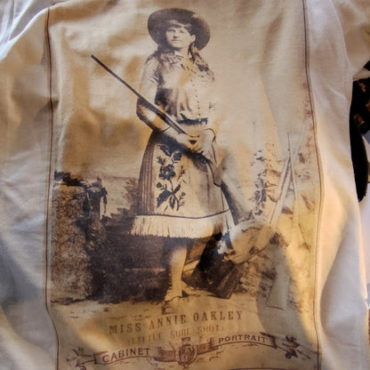 Miss Annie Oakley Vintage T-Shirt - Sure Shot Cabinet Portrait Design