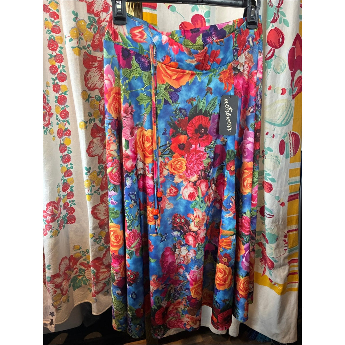 Matracean Blue Floral A-Line Maxi Skirt
