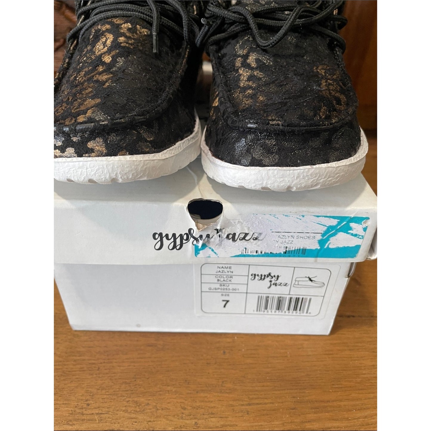 Women's Black Leopard Knit-Trim Slip-On Sneakers