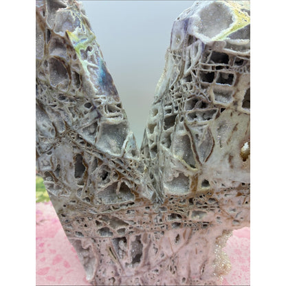 Sparkling Druzy Crystal Sculpture - White & Cream with Iridescent Accents Rock