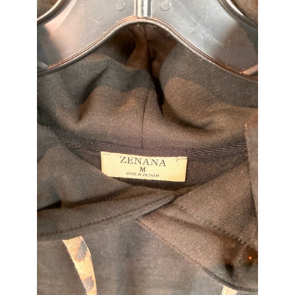 Zenana Outfitters Black Hoodie with Animal Print Accents