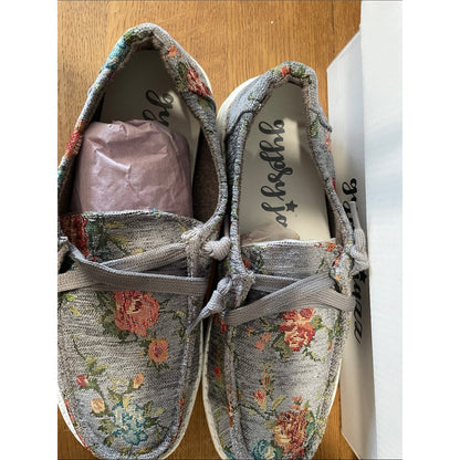 Gypsy Jazz Gray Floral Knit Slip-On Flats